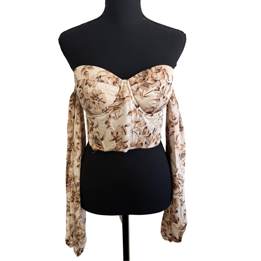 SHEIN Floral Corset Top Lace Up Bustier L Cottagecore Fairycore Layers Festival